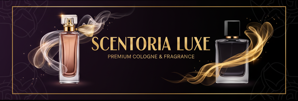 Banner with store name Scentoria LUXE for mens and womens Colognes and fragrances